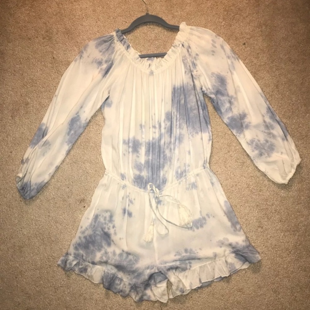 Off the shoulder tie dye romper